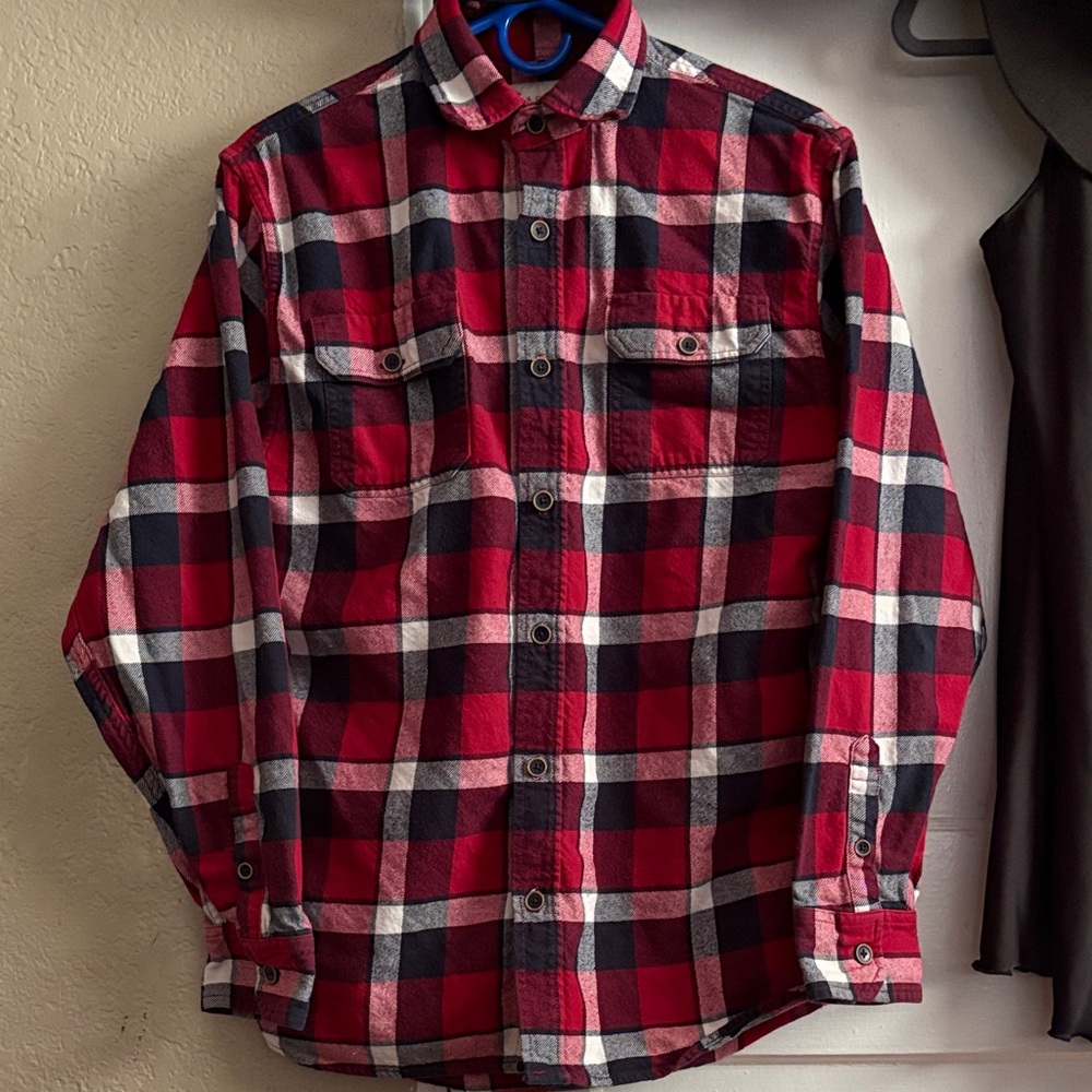 Jachs Red Black and White Plaid Button-Down Shirt
